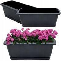 DONICA SKRZYNKA BALKONOWA Z PODSTAWKĄ DONICZKA NA BALKON ANTRACYTOWY 1