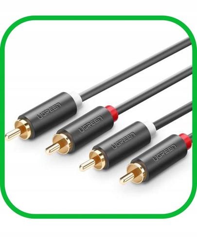 Kabel Przewód Audio Wtyk 2x RCA do 2xRCA Chinch STEREO 5M Pozłacany na Arena.pl