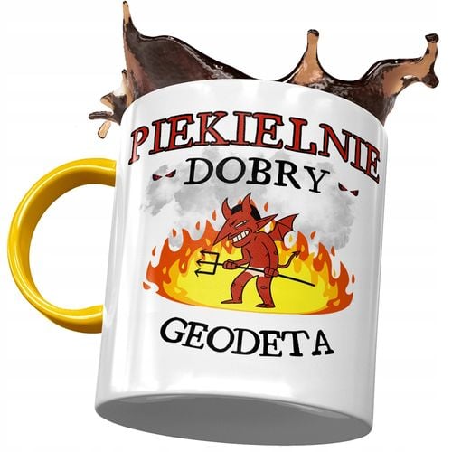 Kubek Żółty Dla Geodety Piekielnie Dobry Geodeta Z Nadrukiem Ze Zdjęciem na Arena.pl