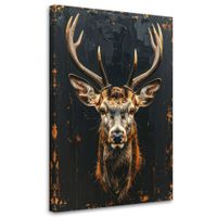 Obraz do salonu biura loftu, Głowa Jelenia na czarnym tle 70x100