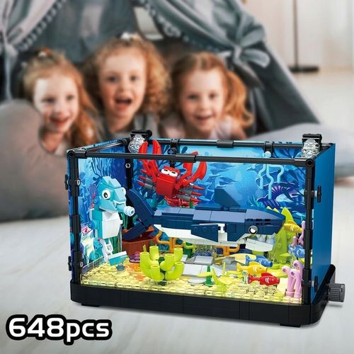 Zestaw klocków klocki AKWARIUM z żółwiem podświetlane LED ruchome elementy na Arena.pl