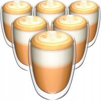 SZKLANKI TERMICZNE DO KAWY LATTE Z PODWÓJNYM DNEM MIOWI 6 SZT 350 ML