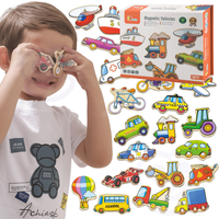 ZESTAW DREWNIANYCH POJAZDÓW  Z MAGNESAMI