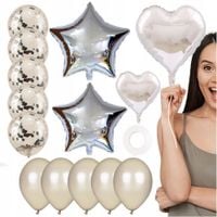 balony urodzinowe wstążki srebrny zestaw dekoracji 14szt ozdoby eventów