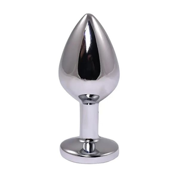 Silver Medium Butt Plug With Red Diamond zdjęcie 2