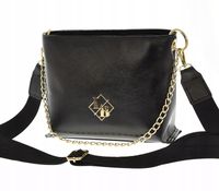 Laura Biaggi - torebka listonoszka czarny groszek błysk łańcuszek MG304