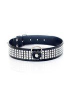 fetish b   series collar with crystals 3 cm silver