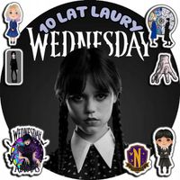 OPŁATEK NA TORT 20CM - WEDNESDAY ADDAMS + IMIĘ + ! 15CM 18CM