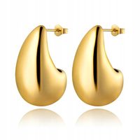 Kolczyki złote stal stalowe łezki krople kropla kropelki eleganckie sztyfty