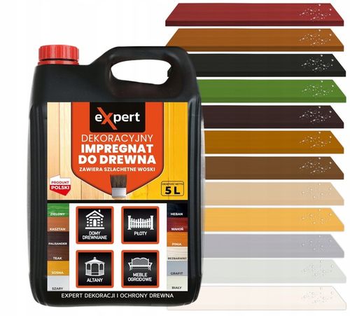 TRWAŁY IMPREGNAT I FARBA 2w1 DO DREWNA OGRODOWEGO Z WOSKAMI 5L 12 KOLORÓW ! na Arena.pl