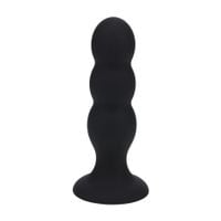 Tri Rattle Liquid Silicone Anal Plug - L - Black