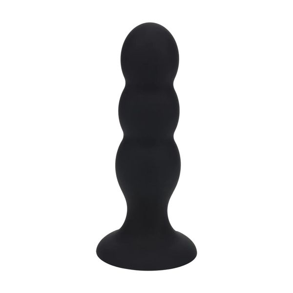 Tri Rattle Liquid Silicone Anal Plug - L - Black zdjęcie 1