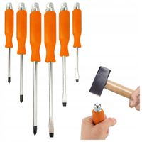 ZESTAW ŚRUBOKRĘTÓW z magnesem do pobijania 6x wkrętaki płaskie