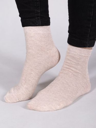 Skarpety dziewczęce gładkie ze srebrną nitką beżowe 3PAK 39-41 YOCLUB na Arena.pl