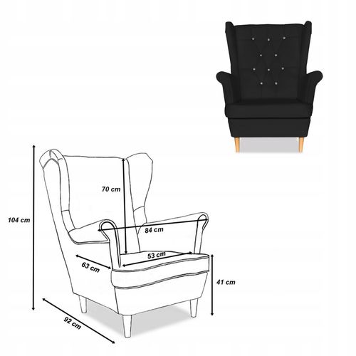 Zestaw uszak Gaja ekoskóra skaj sofa fotele pufy Family Meble czarny na Arena.pl