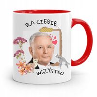 Kubek Czerwony Śmieszny Pis Jarosław Kaczyński Z Nadrukiem Ze Zdjęciem