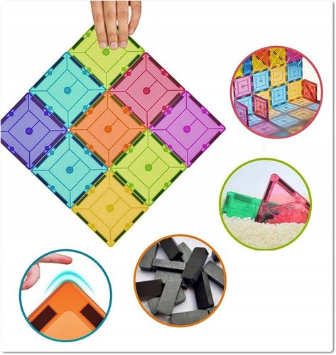KLOCKI MAGNETYCZNE Duże 3D Magnetic Tiles Konstrukcyjne zestaw XXL 80 el na Arena.pl