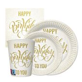 Zestaw komplet zastawy urodziny Happy Birthday kubeczki talerzyki serwetki