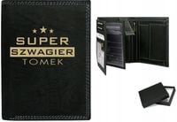 Portfel męski z grawerem skórzany dla SZWAGRA