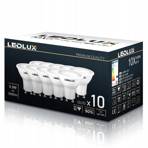 10x Żarówka LED GU10 5,5W =50W SMD 4000K neutralna Premium LEDLUX nie na Arena.pl