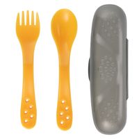CANPOL Łyżeczka + widelec zestaw sztućców dla dziecka w etui 12m+