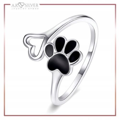 Srebrny Pierścionek Otwarty ŁAPKA PUPILA S925 na Arena.pl