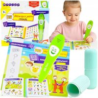 MÓWIĄCE PIÓRO KSIĄŻECZKA EDUKACYJNA ŁAMIGŁÓWKI UCZY ALFABET MATEMATYKI ETUI