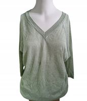 BLUZKA SWETERKOWA OVERSIZE LNIANA SELEDYNOWA ZE SREBRNĄ NITKĄ TRUSSARDI XS