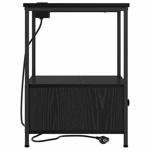 Nocna szafka z stacją ładującą z szufladą Czarny dąb na Arena.pl