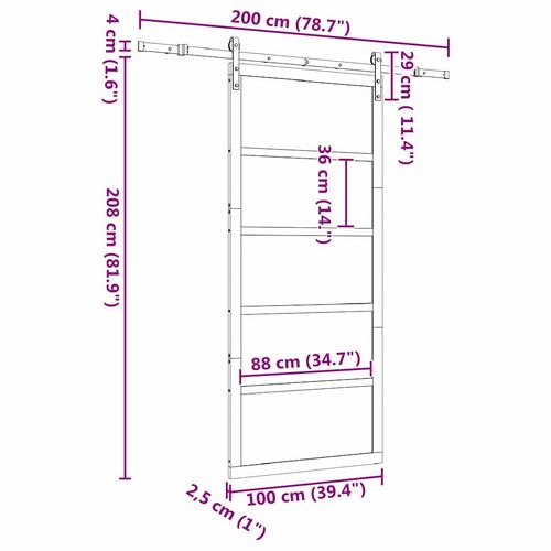 Drzwi przesuwne Brązowy 100 x 208 cm Lite drewno sosnowe na Arena.pl