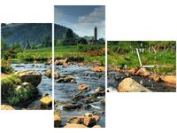 100CM 70CM ZEGAR 3 ELEM W DOLINIE GLENDALOUGH ŚCIENNY OBRAZ