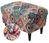 POKROWIEC NA PODNÓŻEK PUF ELASTYCZNY WZÓR RETRO