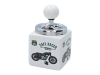Popielniczka Ceramiczna z Metalową Pokrywką Motocykl Cafe Racer