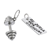 Fit Kolekcja - Srebrne zawieszki na łańcuszek DUMBBELL 001 / OD JUTRA BĘDĘ...