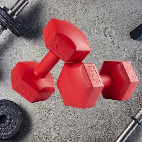 HANTLE BITUMICZNE 2x4KG HANTELKI HEXAGONALNE CIĘŻARKI DO ĆWICZEŃ FITNESS na Arena.pl