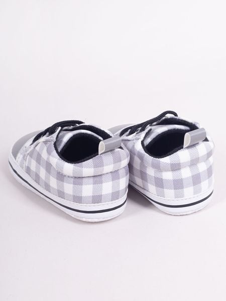 Buciki niemowlęce niechodki gumki w kratkę szare 0-6 miesięcy YOCLUB zdjęcie 5