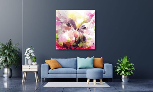 OBRAZ NA PŁÓTNIE 114 Zajączki 40x40cm na Arena.pl