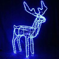 Renifer LED RUSZA KRĘCI GŁOWĄ XXL 125cm niebieski GRUBY KABEL