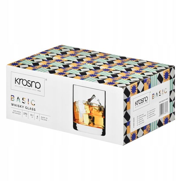 Szklanki do whisky Basic KROSNO 6szt 250ml proste z grubym dnem zdjęcie 5