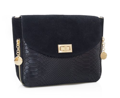 VERA PELLE torebka damska zamszowa listonoszka z paskiem V290 pomarańczowa na Arena.pl