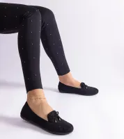 Czarne mokasyny z kokardką zamszowe z kokardką Treja 36