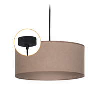Lampa wisząca sufitowa ABAŻUR 35 cm Oprawa 1 x E27 BEŻ czarny OPLOT KLOSZ