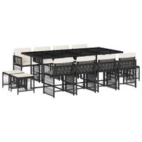 13-cz. zestaw mebli do ogrodu, poduszki, czarny, rattan PE