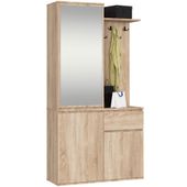 Szafa do przedpokoju z lustrem ENTRO 95 cm duża garderoba wieszaki - sonoma