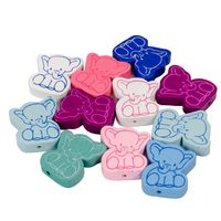 Drewniane koraliki SŁOŃ słonik 21x25mm mix 10szt.