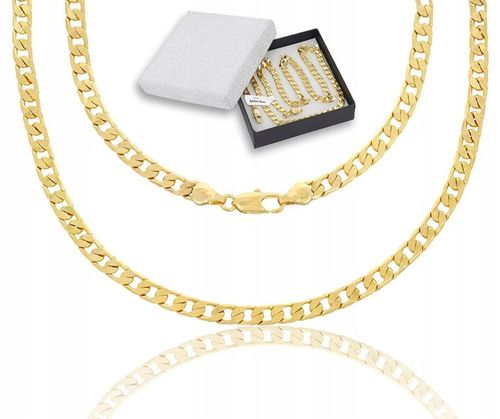 MĘSKI ZŁOTY ŁAŃCUSZEK PANCERKA 6 MM SZEROKI / SOLIDNY PREZENT DLA NIEGO 18K na Arena.pl