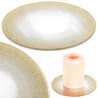 Podstawka Szklana Złota na Kompozycje Dekoracyjne Świece Świeczki Świecznik