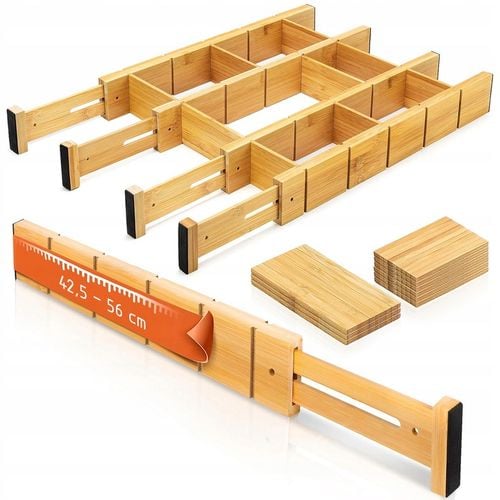4x BAMBUSOWY ORGANIZER DO SZUFLADY SEPARATOR PRZEGRÓDKA Z 9 na Arena.pl