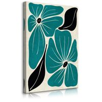 Obraz Do Sypialni Turkusowe Kwiaty Liście Abstrakcja Natura 70cm x 100cm
