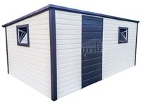 Schowek - Ogrodowy 5x3,5 - Drzwi - 2x Okno - Biały - Czarny spad TS724